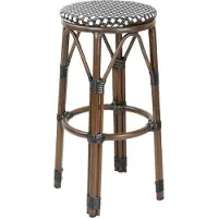 Bolero Tabouret de bar style parisien en rotin PE, motif à pois noirs (2 pièces)