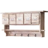 Mendler Étagère de cuisine HWC-C49, étagère de ménage, vintage avec 5 tiroirs, 32x65x13cm nature