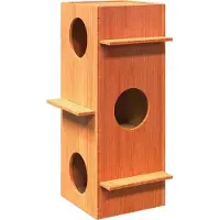 Syfax Maison pour chat cire marron 43x43x90 cm bois de pin massif