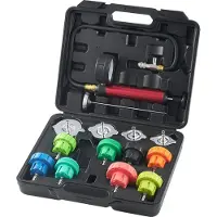 Vevor 14 PCS Kit de Testeur de Pression du Liquide de Refroidissement du Radiateur Universel avec Pompe Manuelle Adaptateurs Capuchons Test à Code Couleur Boîte à Outils pour Voitures Motos Camions