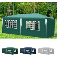 Peviasot Pavillon de jardin , dimensions 3x6 mètres, couleur verte. Tente de réception pour jardin ou camping, avec panneaux latéraux