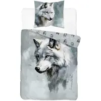 Detexpol Linge de lit, parure de lit en coton pour enfants 160 x 200 5699a Wolf