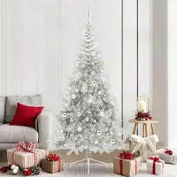 vidaXL 2025 Moderne Arbre de Noël artificiel pré-éclairé Argent 210 cm PET - Arbres de Noël artificiels,Design 1834329 2parcel