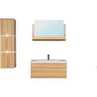 HOME DELUXE - Ensemble de meubles de salle de bain - WANGEROOGE BIG bois - Large - incl. lavabo et accessoires complets - largeur lavabo : ca. 80cm I Ensemble de meubles de salle de bain lavabo
