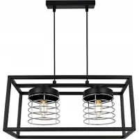 Light11 HOME Rasti Cage Lampe à suspendre - Plafonnier pour le salon, la chambre à coucher et la salle à manger - Suspension en métal et verre - E27 - Chrome - 2-flamme