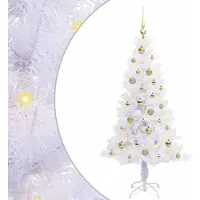 Syfax Sapin de Noël artificiel avec 150 LED Blanc 150 cm PVC et Acier