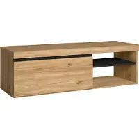 Skraut Home Meuble TV mod.NATURALE ''Chêne/Noir'', 1 porte et 2 logements, 120x40x41cm