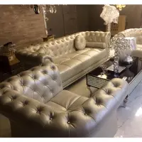 Xl Moebel Gmbh Design Chesterfield Sofagarnitur 3+2+1 Couchtisch Leder Silber Couch Polster