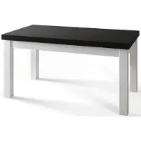 Alpi Möbel Table de salle à manger rectangulaire classique, table extensible, dimensions : 160-210 x 90 x 78 cm, table de salon, couleur : noir, avec pieds en bois de couleur blanche