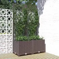 Prolenta Maison Exclusive - Bac à plantes avec treillis, marron, 80 x 40 x 136 cm, PP