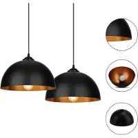 Peviasot Wolketon Lampe à suspension 2 pièces Ø 30cm Abat-jour rétro Lampe à suspension E27 en métal Douille industrielle vintage pour max 60W, Ø 30cmSans ampoulepour salon,salle à manger,cave,bar