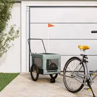 Prolenta Maison Exclusive - Remorque pour vélo, pour chiens, gris et noir. Fabriquée en Oxford et en fer