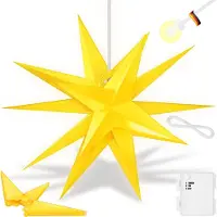 Kesser Étoile lumineuse 3D, poinsettia LED avec minuterie pour l'intérieur et l'extérieur, étoile de l'Avent éclairée suspendue + lumière blanche chaude