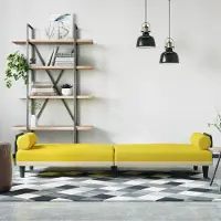 Prolenta Maison Exclusive - Canapé-lit avec accoudoirs, tissu jaune clair