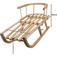Kruzzel Luge en bois avec dossier et corde Luge pour enfants et adultes 2 personnes Bois de hêtre 25217