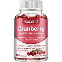Buporai Complément alimentaire à la canneberge et à la vitamine C (120 capsules), voies urinaires, vessie et reins, système immunitaire, détoxification, purif