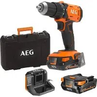 AEG BSB18G4-402C - Perceuse-marteau (18 V, 60 Nm, mandrin de 13 mm, 2 vitesses, avec 2 batteries de 4 Ah, chargeur, mallette de transport