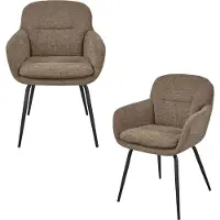 Woood Chaise de salle à manger Runa, chenille, sable foncé
