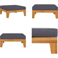 vidaXL Tabouret modulaire avec coussin gris foncé en bois massif d'acacia - Tabouret pour les pieds - Tabouret pour les pieds en bois - Repose-pieds
