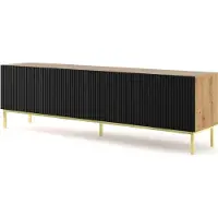 Furnlux Classic FURNLUX Table TV Ravenna B Beige Et Noir Et Or 200cm / Couleur principale : Noir / Dimensions : 200 x 58 x 42 cm