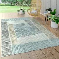 Paco Home Tapis d'intérieur et d'extérieur, terrasse et balcon, résistant aux intempéries Modernes Motifs géométriques Taille 160 cm Rond