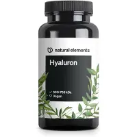 Natural Elements Acide hyaluronique végétalien – 500 mg d'acide hyaluronique par gélule – 90 gélules – 500–700 kDa