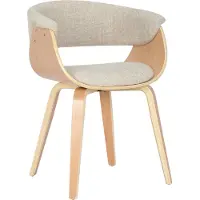 CLP Chaise de salle à manger , capacité de charge de 150 kg, structure en bois, design moderne, assise rembourrée, couleur crème, structure couleur naturel