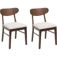 Mendler Lot de 2 chaises de salle à manger HWC-M59, chaise de cuisine, tissu/textile bois massif bâti foncé, crème