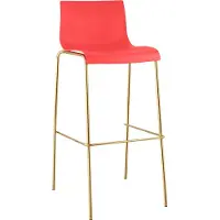 CLP Tabouret de bar moderne en plastique aspect doré, hauteur d'assise de 75 cm, empilable, avec repose-pieds et piètement à quatre pieds