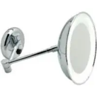 Casa Padrino Miroir cosmétique de luxe LED Argent Ø 22 x 40 cm - Miroir mural cosmétique réglable - Miroir de maquillage chromé pour salle de bain - Accessoires de salle de bain de luxe