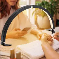 GreatDEshop2021 Half Moon Nail Desk Lamp, Lampe de bureau Half Moon Cometic Makeup Lamp, Lampes créatives, Noir