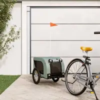 Prolenta Maison Exclusive - Remorque pour vélo, pour chiens, gris et noir. Fabriquée en Oxford et en fer