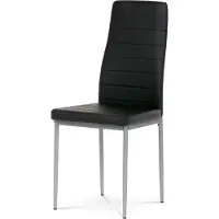 Autronic Chaise de salle à manger, simili cuir noir, métal gris Gris