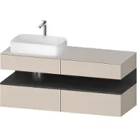Duravit Collection One Meuble sous-vasque en console, 2 tiroirs, 2 coulissants, découpe à gauche, 1400x550x600mm, niche graphite mat, QA4765049830000