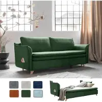 Miuform Charming Charlie Slim - Canapé avec fonction lit et coffre de lit - 225x90cm - Vert - Canapé-lit 3 places