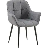 CLP Chaise de salle à manger Roseville, matelassée, gris foncé, tissu