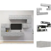 vidaXL Ensemble de 8 meubles TV en bois gris béton - Meubles TV