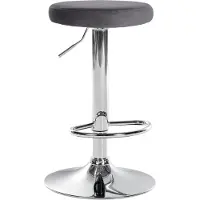 CLP Tabouret de bar Ponte - revêtement en velours, structure chromée - Gris foncé