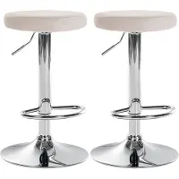 CLP 2x Chaise de bar Ponte - velours, structure chromée - Crème