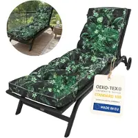 Blomster Coussin de chaise longue de jardin Coussin de chaise longue rembourré Coussin de chaise longue-190cm-feuilles vertes