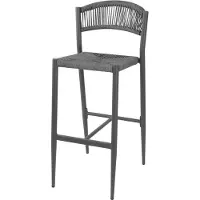 Bolero Tabouret de bar d'extérieur Eden PE Twist en rotin anthracite (2 pièces)