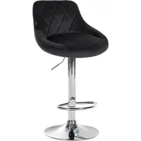 CLP Tabouret de bar Lazio, revêtement en velours, réglable en hauteur et pivotant à 360 degrés. Couleur : noir. Structure : chromée