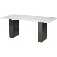 FURNLUX Table de salle à manger Modig Marbre Blanc Et Graphite 200cm / Couleur principale : Blanc / Dimensions : 200 x 75 x 100 cm