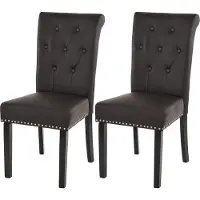 Mendler Lot De 2 Chaises De Salle À Manger Chesterfield Ii Av Rivets Similicuir Brun Foncé, Pieds Foncés