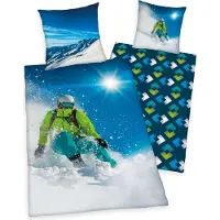 Herding Literie réversible "Skifahrer" (skieur) (135 x 200 cm, 80 x 80 cm)
