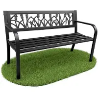 Akord Banc de Jardin Noir LISSA avec Pieds en Acier, Largeur 124 cm