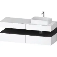 Duravit Collection One Meuble sous-vasque sur console, 2 tiroirs, découpe à droite, 1600x550x600mm, niche graphite super mate, QA4778080180010