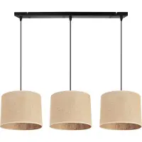 Light11 HOME Light-Home Juta Lampe à suspendre - Métal avec abat-jour en tissu - E27 - Classique 3 feux 20 cm - Base noire et jute