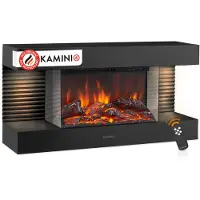 KAMINIO Cheminée électrique LIZ - Cheminée murale électrique avec chauffage, effet de flammes en 3D, éclairage d'ambiance LED, télécommande - Noir
