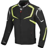 Berik Veste textile pour moto X-Speed Air, noir/blanc/jaune fluo, 54